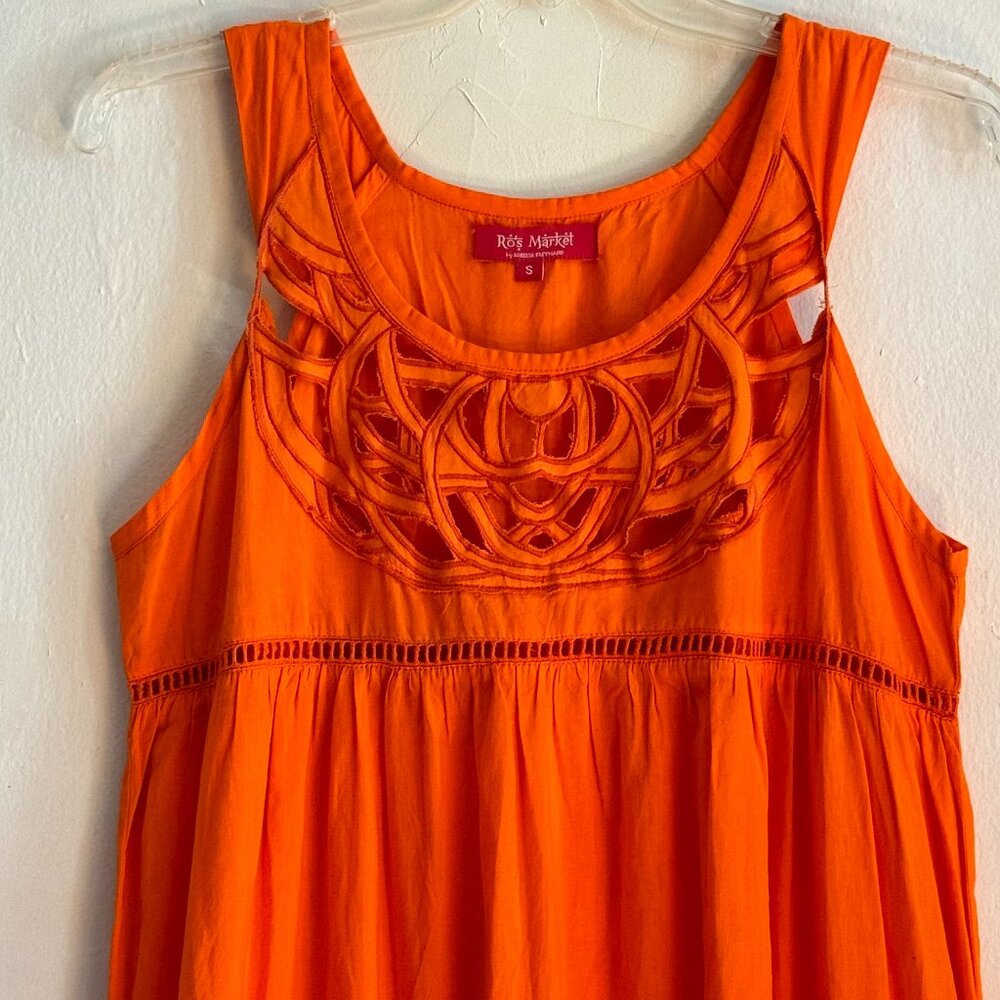 Roberta Freymann Beautiful Bright Orange Summer Maxi Dress - Picture 1 of 11